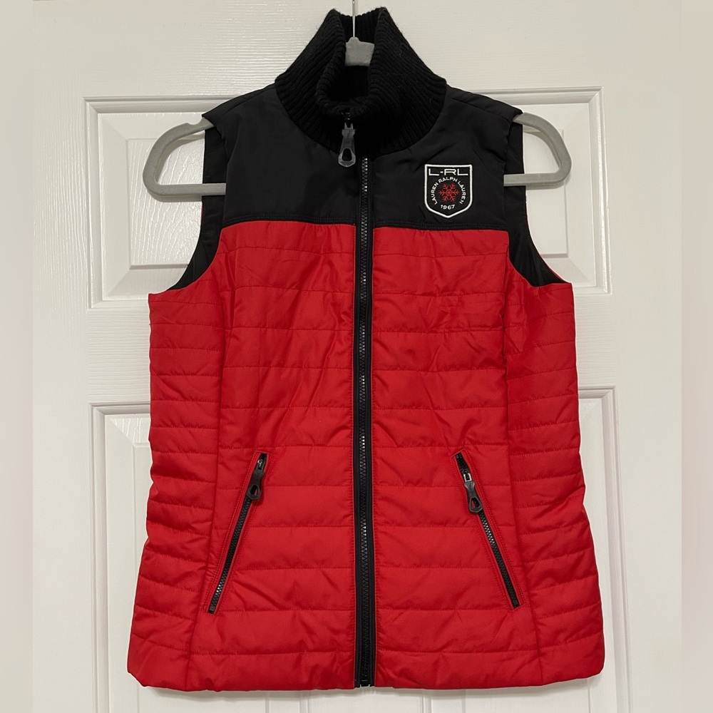 Ralph Lauren Red and Black Quilted Vest with Logo size Small